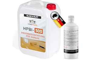Home Profis® HPBI-500 Bodenfarbe für Garage & Werkstatt (50m²) in RAL 7001 Silbergrau Komplett-Set inkl. Eimer & Walze – 2K Epoxidharz Bodenbeschichtung, wasserdicht, für Beton, Estrich & Fliesen