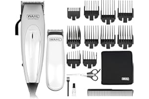 WAHL Home Pro Deluxe Combo Tondeuse Cheveux, Filaire, avec Levier pour Dégradés (1mm à 3mm), Lame Auto-Affutée de Qualité, Ne Tire Pas Les Cheveux 8 Sabots, Mini Tondeuse Pour Contours et Finitions