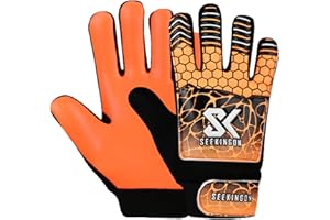 Seekingon Goalkeeper Gloves Kids, Children, Football Training Gloves with Premium Grip, Weather-resistant, Breathable, Latex Goalie Gloves Sizes 4/5/6/7