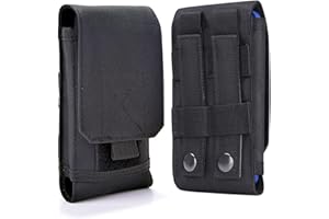 HEYQIE Universal Tactical MOLLE Holster Army Mobile Phone Belt Pouch EDC Security Pack Carry Accessory Kit Waist Bag Case Compatible iPhone 13/14/15/16 Series & Samsung Galaxy S24, A-Series