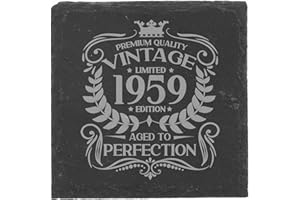 ALWAYS LOOKING GOOD 65th Birthday Gift for Men Vintage 1959 Aged to Perfection Engraved Slate Coaster Present for 65 Year Old Etched Natural Slate Placemat (Square Coaster)