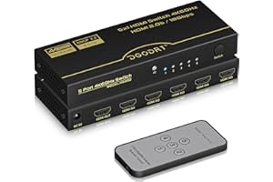 DGODRT 4K 60Hz Switch HDMI 5 Entrées 1 Sortie, Commutateur HDMI avec Telecommande, Prend en Charge 4K@60Hz 1080P HDR 3D pour PS3 PS4 Xbox HDTV