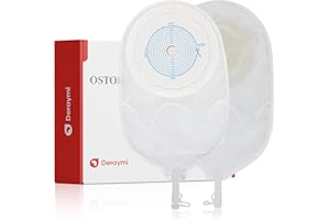 DERAYMI 10-Pack One-Piece Urostomy Bags, Anti-Backflow Drainable Colostomy Pouches Ostomy Bags with Drain Valve Closure for Ileostomy Colostomy Stoma Care 20-65mm