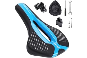 Secpeak Selle de Vélo Ultra Confortable, Selle Vélo Imperméable et Respirante Ergonomique, Selle de Vélo Rembourrée Mousse Mémoire avec Support de Lampe, Outil d'installation Inclus