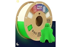 OVERTURE PLA Filament 1.75mm PLA 3D Printer Filament, 1kg Cardboard Spool (2.2lbs), Dimensional Accuracy +/- 0.02mm, Fit Most FDM Printer(Glow in Dark(Green))