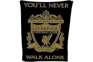 Todd Linens Liverpool Football Crest - Manta de Forro Polar Negro Suave LFC cálida para sofá, Manta de Viaje, Regalo para Hombres, niños y Adolescentes, 100 x 150 cm
