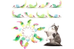 Neikafan Cat Mice Toys Rattle 30 Pieces Kitten Mouse Toys Soft Cat Mice for Indoor Cats Furry Mices Toys with Feather Tail Interactive Catnip Mouse Toys for Cats Mice Toys Pack, Mixed Color
