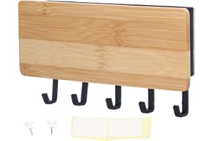 NOENNULL Regał na Klucze Regał do Przechowywania Naścienny Uchwyt na Klucze Bambusowy Nowoczesny Antypoślizgowy Wieszak na Klucze do Salonu w Biurze Domowym (Original Color)