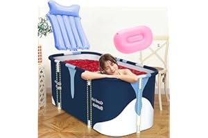YANHE Baignoire pliable portable, 120 cm x 60 cm x 55 cm, baignoire pliable pour adulte + dossier gonflable + coussin de siège gonflable, baignoire portable, autoportante en plastique épais pour adultes