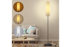 YICENSCOLTD Lampadaire salon livré avec une ampoule E27 12W, lampadaire LED dimmable avec 3 températures de couleur, abat-jour en lin, interrupteur au pied, adapté pour chambre à coucher, lecture, bureau, etc.