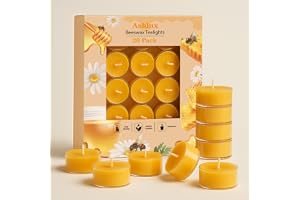 Ashlux oparfymerad bivax värmeljus, 20-pack, 4 timmars ren brinnande naturligt gult värmeljus i klara akrylkoppar, för hem, j