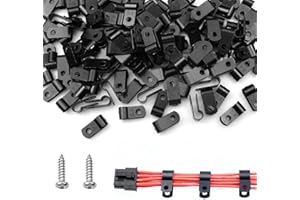 suaywo 100 Piezas Clip de Cable de 1/4 Pulgada Tipo R Abrazadera de Cable Nailon Grapas para Cables con Tornillo para Gestión de Cables Interiores y Exteriores Sujetadores de Clip de Alambre(Negro)