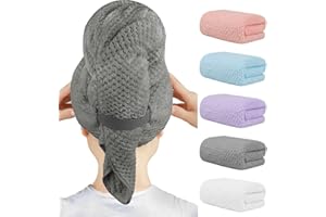 HOMEXCEL 5 Pack Mikrofaser-Haartücher - 40 x 20 Zoll Superweich, schnell trocknende Tücher für langes, Dickes, lockiges Haar - Anti-Frizz-Wickel mit elastischem Band