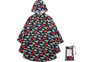 KAKU NANU Poncho Pluie Enfant Imperméable 3-12 Ans Avec Grande Capuche Et Sac De Rangement Cape Pluie Cahouet Fille Garçon 10 Couleurs