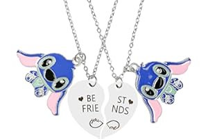 Ubephant Collier Stitch, Collier Stitch Fille, Bijoux Stitch, Lilo et Stitch Collier Enfant, Pendentif Stitch 2 Pcs Stitch Collier Amitié Stitch Collier Enfant Fille Cadeau pour Fille Garçon