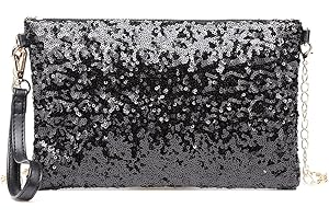 Miss Lulu Mini Crossbody Bag For Women Clutch Chain Shoulder Bag Evening Party Shining Sequins Black