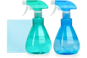 Kmoxi Sprühflaschen für Reinigung, leere Sprühflasche, Gartenarbeit, Friseur, 500 ml (blau und grün), 2 Stück