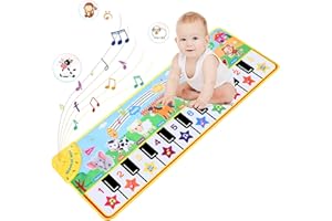 Birshe Tapis de Piano Musical pour Enfants, Tapis de Danse Enfants avec 8 Animaux, Tapis de Danse Cadeaux Jouets pour 1 2 3 4 5 6 Ans, Educatif Jouet Tapis de Musicaux pour Bébés Filles