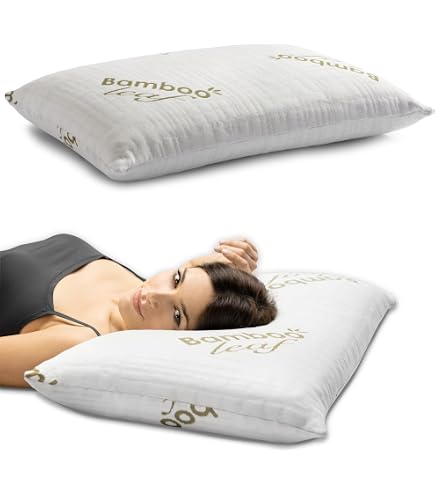 Oreiller En Fibre De Bambou 70x40cm - Mousse à Mémoire De Forme Orthopédique, Anti-Acariens Et Respirant