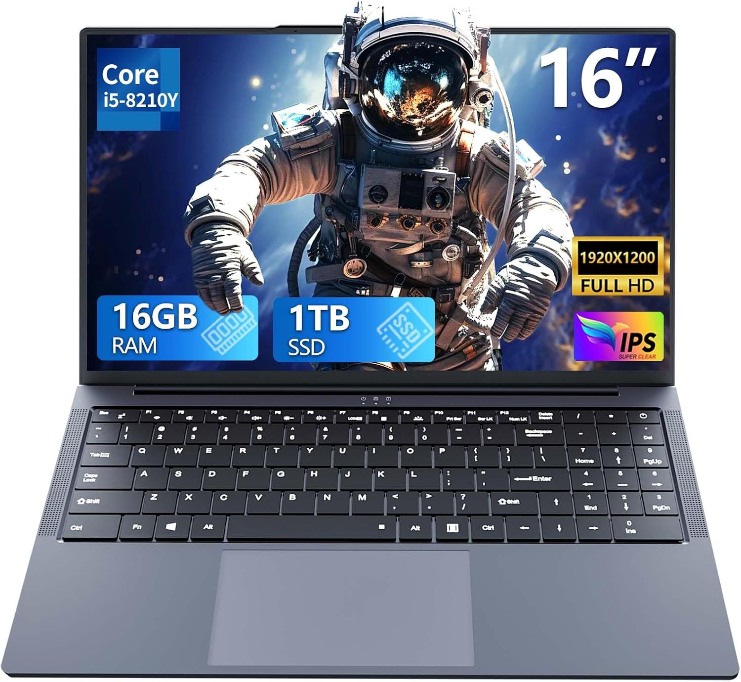 Ordenador Portátil 16 Pulgadas, PC Portátil con Procesador Core i5 8210Y, 16GB RAM 1TB SSD, Laptop Win 11 con Pantalla FHD IPS 1920*1200, Teclado Retroiluminado Type-C, Computadora Portátil Versátil