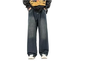 RUMAOZIA Herren Baggy Jeans Loose Fit Pants Classic Regular Hosen Vintage Jungen Jeans Hip Hop Style Breite Hosen Teenager Jungen Straight Leg Denim Hosen Y2K Streetwear Skateboard Jeanshosen