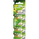 GP Batteries GP23A S&uuml;per Alkalin 23A/MN21/V23GA Boy Pil, 12 Volt, 5'li Kart, Bakır/Beyaz/Yeşil