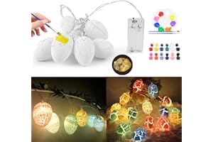 SYAKZK Ostereier zum Bemalen, Eier Lichterkette, 10pcs Ostereier zum Aufhängen, Ostern Basteln Kinder, Ostergeschenke, Ostern Geschenke Kinder, Osterdeko für Draußen, Ostern Deko, Osterdekoration