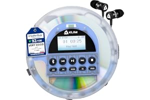 KLIM Nomad Transparent -Nouveauté 2024 - Lecteur CD Portable - Batterie Intégrée Longue Durée - Écouteurs KLIM Fusion - CD-R
