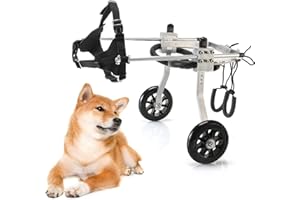 ANMAS POWER Harnais de mobilité pour chien pour fauteuil roulant avec support arrière pour fauteuil roulant, rééducation des pattes arrières en aluminium, 2 roues (petite taille)