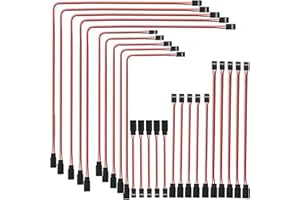 RUNCCI-YUN 25pcs Cable D'extension Servo，JR Servo Extension，Rallonge Servo RC，Câble servo à 3 pins，Câble JR mâle à Femelle pour aéronef télécommandé （100mm,150mm,300mm,500mm,600mm）
