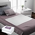 Lynmark® 2x Washable Bed Protector/Pad Without Tucks- Single Size Bed, OekoTex Certified Non-slip Mattress Protector for Incontinence & Bedwetting, Waterproof mat, Absorbs up to 8 Cups, 90x85 cm White