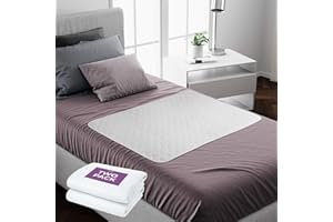 Lynmark® 2x Washable Incontinence Bed Pads Without Tucks- Non-Slip Bedwetting Mattress Protector Absorbs Up to 1L - Leak-Proof OEKO-Tex Certified Cotton Waterproof Cover for Single Beds- 90x85cm White