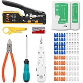 SGILE RJ45 Complete Crimping Tool Kit, Cat5 Cat6 Cat7 Multifunction | Network Tester with Wire Stripper and Placement Tool, 2