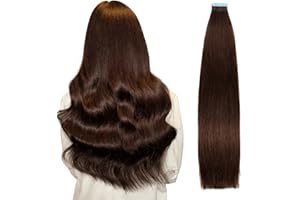 ‎AGMITY AGMITY Tape in Extensions Echthaar, 35cm Dunkelstes Braun 20pcs 40g 14 Zoll Invisible Seidig Gerade Nahtlos Glattes Haar Natürlich Erweiterungen Tape in Remy Haarextensi(35cm #2 Dunkel Braun）