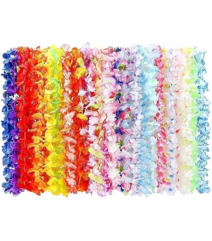 Lot 4 Accessoires Hawaïen Tropical – Collier, Bandeau, 2 Bracelets Fleurs – Fête Luau Plage
