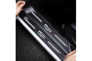 RIDGOEL 4 Pezzi Adesivi Battitacco Porta Auto per Fiat Abarth 500 Gucci, Adesivo per Battitacco in Fibra di Carbonio Protezioni per Davanzali per Porte Auto B
