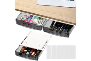 SOUJOY 3 Pack unter Schreibtisch Schublade, Selbstklebende Slide Out Attachable Schublade Tray, Kunststoff unter dem Tisch versteckt Organizer für Büro Haus Schule Küche Nähen Tabelle
