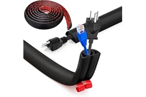 BOCGUY Protezioni per Cavi a Pavimento, 5M x2cm Autoadesivo Copricavi per Pavimento Passacavo a Pavimento Perfetti per Tutti i Cavi di Alimentazione a Casa, Ufficio,Scuola,Magazzino (Nero -Arrotondato)