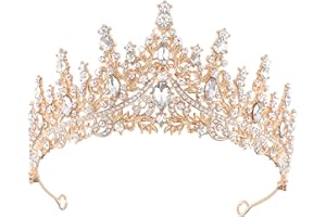 DRESHOW Corona de Cumpleaños para Mujeres Tiara de Cristal para Niñas Decoraciones para el Cabello Accesorios de Boda Corona de Purpurina Diademas para Fiestas de Princesas