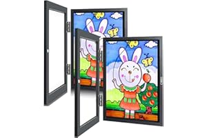 DMKYDM Cadre Photo A4 pour Enfants, Cadre Pliant pour Dessins d'Enfants, Cadre Photo d'Art Acrylique Pliable à Remplir pour Enfants, pour Afficher ou Suspendre les Oeuvres d'Art de Vos Enfants 2 pièces noir