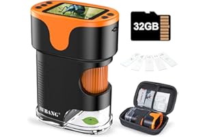 BEBANG Microscope numérique pour enfants de 6 à 12 ans : 5,1 cm 4K écran USB loupe portable avec batterie – Téléphone portable jouet scientifique cadeau pour garçons et filles à Noël avec carte 32 G et étui