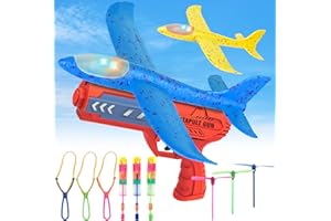Shinybox Aereo Polistirolo con Pistola Catapulta Aerei Alianti, 2 Pezzi Aereo Giocattolo per Bambini, Giocattolo di Aerei di Aliante in Schiuma per Bambini Sport all'Aria Aperta Giocattoli per Kind