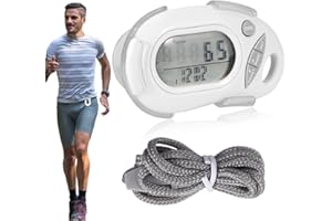 DEEPBOOM Podomètre 3D Pour La Marche, Compteur de pas Numérique Simple avec Cordon, Podomètres Précis pour le Suivi des pas, Miles/Km,Calories et Temps avec Grand écran LCD pour Hommes Femmes Course Randonnée