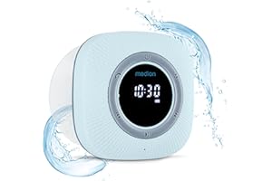 MEDION S66884 Duschradio mit Bluetooth (Badradio, UKW Radio, Saugnapf, LED-Display, IPX6 Wasserdicht, integrierter Akku, MD43884) blau