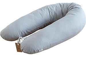 LOOLAY Schwangerschaftskissen - Stillkissen 170 cm - Seitenschläferkissen 100% Baumwolle - mit Abnehmbarem Bezug - Schwanger Kissen für Schlafen (Grau)