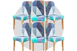 TOMMO Dining Room Chair Covers Set of 6, Stretch Removable Washable Spandex Dining Chair Slipcovers Protectors, Kitchen Chair Covers for Dining Room Party Hotel Ceremony Banquet(Nordic Memory)