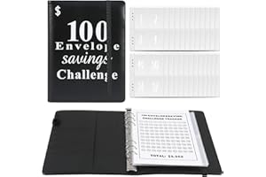 ‎JAKIRO Jakiro 100 Geldumschläge Geld sparen Herausforderung Binder, Umschläge Geld Sparen Challenge Buch, A5 Money Saving Challenge to Save $5.050 (Schwarz)