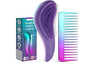 Duo Brosse Démêlante et Peigne – La Meilleure Brosse Démêlante pour Cheveux Mouillés, Secs, Bouclés, pour Femmes & Enfants, et un Peigne à Dents Larges (Ombre) - Lily England