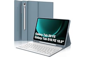 IVEOPPE Tastiera per Samsung Galaxy Tab S9 FE/S10 FE 10.9"/S9 11", Cover Tastiera Italiana Bluetooth Rimovibile per Samsung Galaxy Tab S9 2023/S9 FE 2023/S10 FE 2025, Blu Nebbioso