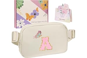 ONETOALL Marsupio Donna e Bambina, Borsa a Tracolla Piccola con Lettere Personalizzabili & 3 Colori a Scelta - Regalo per Compleanni e Feste